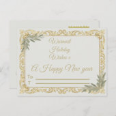 Warmest Wishes Elegant Gold and Sage Holiday Postc Postkarte (Vorne/Hinten)