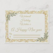 Warmest Wishes Elegant Gold and Sage Holiday Postc Postkarte (Vorderseite)
