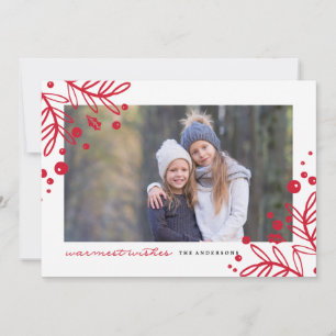 WARMEST WISHES Foto Weihnachtskarte Feiertagskarte