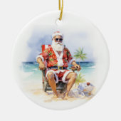 Warmest Wishes Santa at the Beach Keramik Ornament (Vorne)