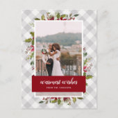 Warmest Wishes Winter Greenery Photo Feiertagspostkarte (Vorderseite)