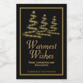 Warmest Wünsche Golden & Black Holiday Trees Mini Weinetikett (Einzelnes Label)