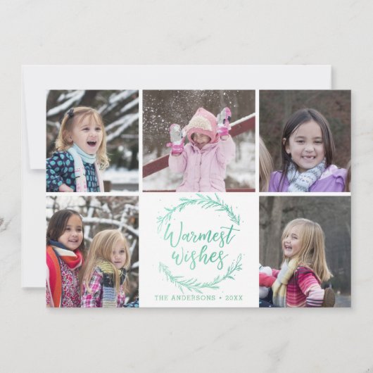 Warmest wünscht Wreath Foto Collage Feiertagskarte (Vorderseite)