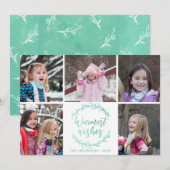 Warmest wünscht Wreath Foto Collage Feiertagskarte (Vorne/Hinten)