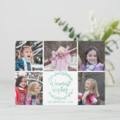 Warmest wünscht Wreath Foto Collage Feiertagskarte (Stehend Vorderseite)