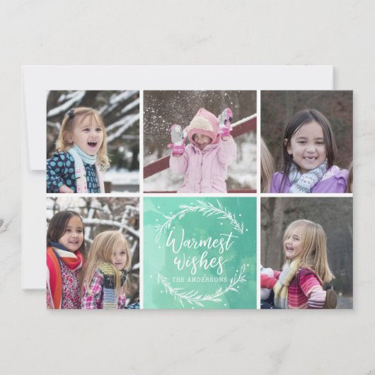 Warmest wünscht Wreath Foto Collage Feiertagskarte (Vorderseite)