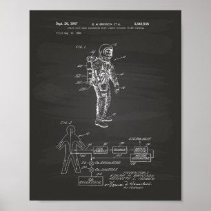 Wärmetauscher für Raumanzug 1967 Patent Tafel Poster