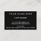 Wärmeübertragung für Schwarze Logos Vinyl-Shirt Visitenkarte (Rückseite)