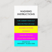 Wärmeübertragung Vinyl Clothing Wash Instruction Visitenkarte (Rückseite)