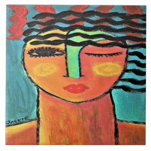 Wärmewelle Abstraktes Portrait einer Frau Fliese