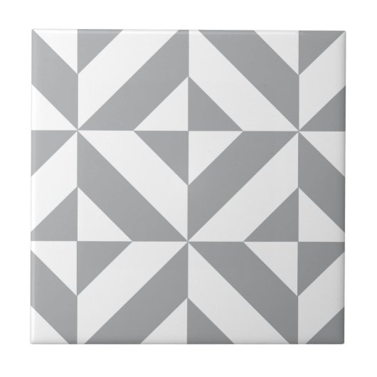 Warmgrau geometrisches Deco-Würfelmuster Fliese (Vorderseite)