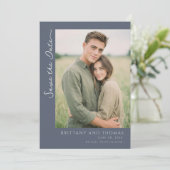 Warmgraues minimalistisches Foto Save The Date (Stehend Vorderseite)