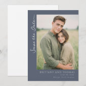 Warmgraues minimalistisches Foto Save The Date (Vorne/Hinten)