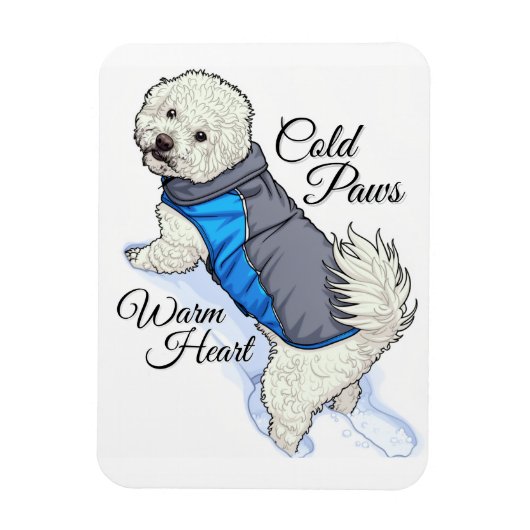 Warmherz-Magnet mit Bichon-Frise-Schnee-Foto Magnet (Vertikal)