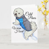 Warmherziger Schnee Bichon Karte (Gelbe Blume)