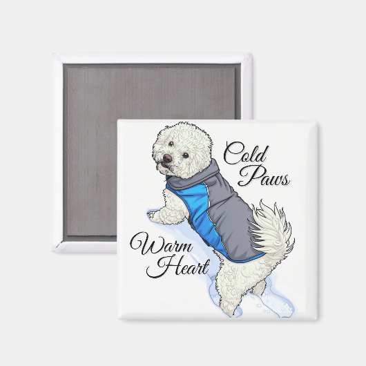 Warmherziger Schnee Bichon Magnet (Vorderseite/Rückseite)