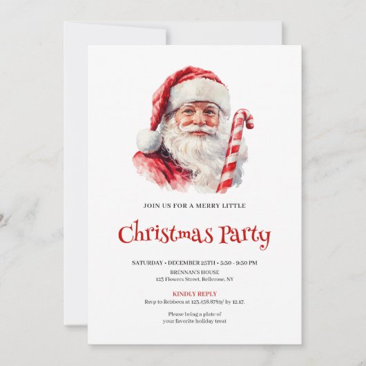 Warmish classic Santa Claus Christmas invitation Einladung (Vorderseite)