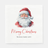 Warmish Santa Claus Cozy Red Green Holiday Napkin Serviette (Vorderseite)