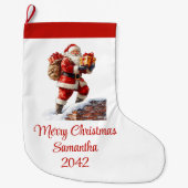 Warmish Santa Claus Cozy Red White Holiday Socks Großer Weihnachtsstrumpf (Vorderseite)