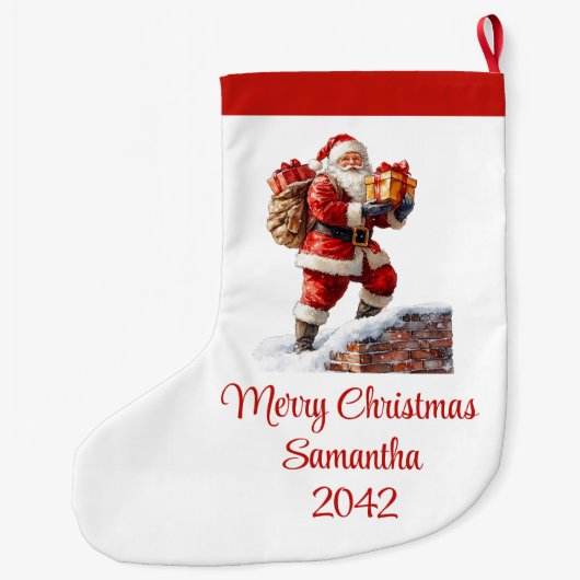 Warmish Santa Claus Cozy Red White Holiday Socks Großer Weihnachtsstrumpf (Rückseite)