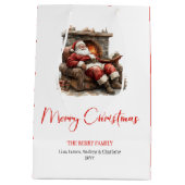 Warmish Santa Claus Trendy Modern Holiday Bag Mittlere Geschenktüte (Rückseite)