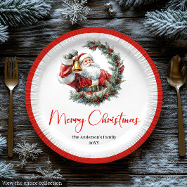 Warmish Santa Claus Trendy Modern Holiday Plates Pappteller
