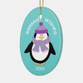 Warmist wünscht WeihnachtsPinguin im Blau Keramikornament (Links)