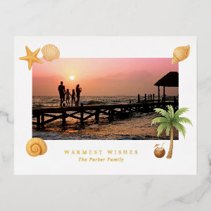 Warmseher Strand Foto Modernes Weihnachten Folien Feiertagspostkarte