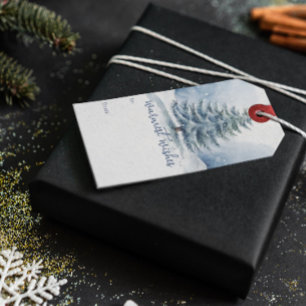 Warmste Wünsche Schnee bedeckt Evergreen Tree Geschenkanhänger