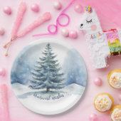 Warmste Wünsche Schnee bedeckt Evergreen Tree Pappteller (Party)