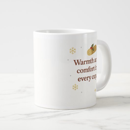 Warmth and Comfort | Cozy Christmas Mug Jumbo-Tasse (Vorderseite Rechts)