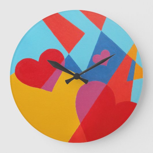 Warmth and Joy Red Abstract Round Clock Große Wanduhr (Vorderseite)