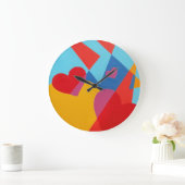 Warmth and Joy Red Abstract Round Clock Große Wanduhr (Zuhause)