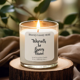 Warmth in Every Flame | Modern Candle Labels Quadratischer Aufkleber