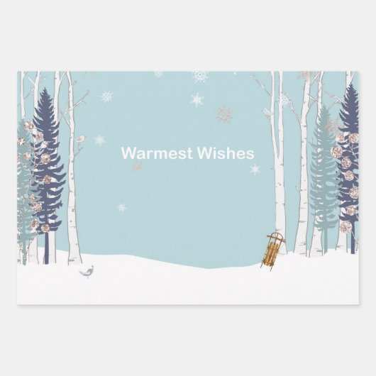 Warmwill Snowman-Schlittengeschenke Geschenkpapier Set (Vorderseite)