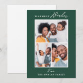 Warmwünscht Grüne Drei-FotoCollage Feiertagskarte (Vorne/Hinten)