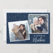 Warmwünscht Schnee Dunkelblau 2 Fotos Weihnachten (Vorderseite)