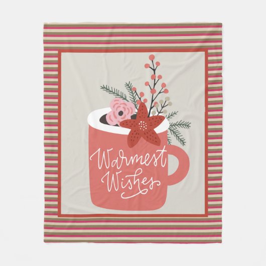 Warmwünschte rustikale Retro Floral & Streifen Fleecedecke (Vorderseite)