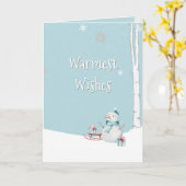 Warmwünschte Snowman-Schlitten-Geschenke Personali Karte (Gelbe Blume)