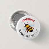 Warn-Schwere-Bienenallergie-Alarm-Knopf Button (Vorne & Hinten)