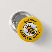 Warn-Schwere-Bienenallergie-Alarm-Knopf Button (Vorne & Hinten)