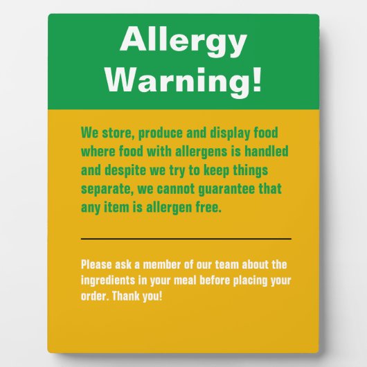 Warnanzeige Fotoplatte (Vorderseite)