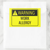 Warnarbeit Allergy Funny Rechteckiger Aufkleber (Tasche)
