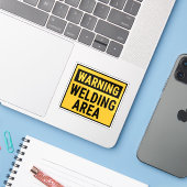 Warnbereich Schweißen Aufkleber (Laptop mit iPhone)