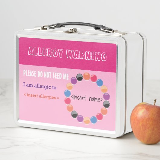 Warnbox für Allergien Metall Brotdose (Beispiel)