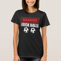 Warnend trete ich Ball-lustigen Fußball-Athleten-T