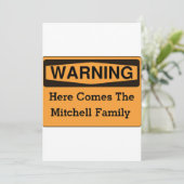 Warnende Spaß-Familien-Wiedersehen-Einladungen Einladung (Stehend Vorderseite)