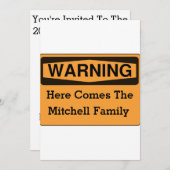 Warnende Spaß-Familien-Wiedersehen-Einladungen Einladung (Vorne/Hinten)