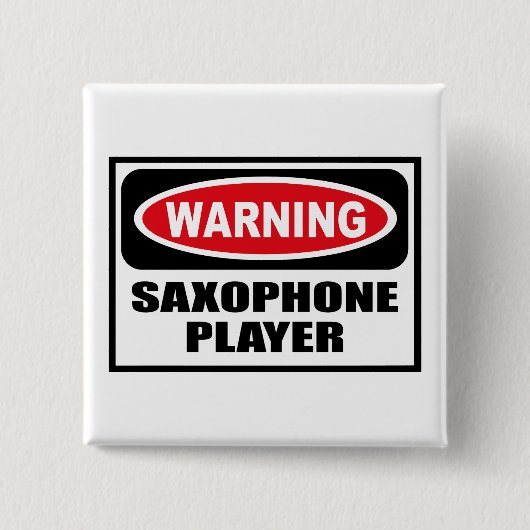 Warnender SAXOPHON-SPIELER Knopf Button (Vorderseite)