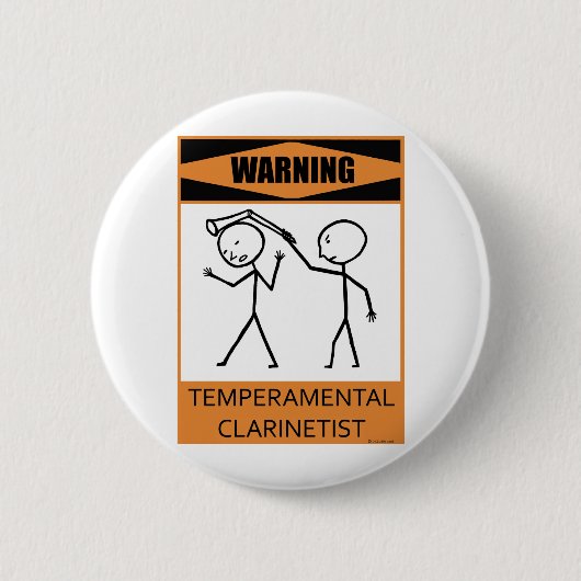 Warnender Temperamental Clarinetist Button (Vorderseite)